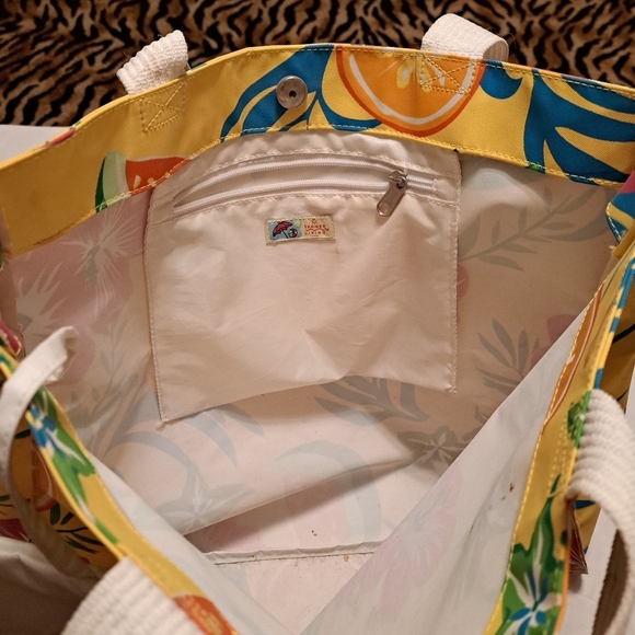 Summer Living Yellow Floral Tropical Beach Tote Bag - Picture 11 of 12